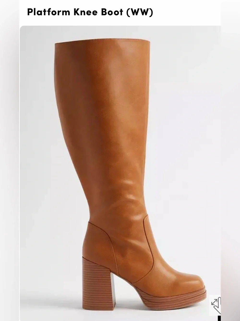 Torrid Platform Knee Boot in Cognac Brown - Women's Wide Calf Heeled Boot